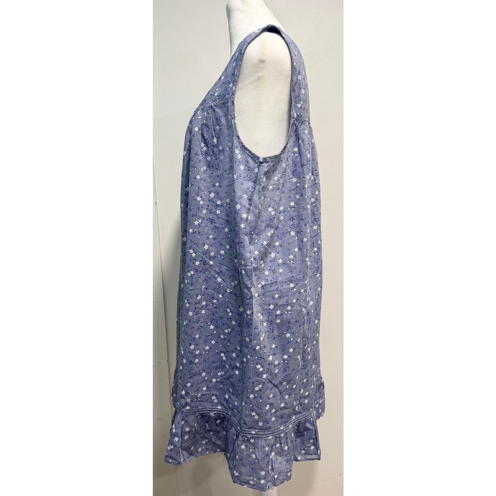 EILEEN WEST 100% Cotton Sleeveless Floral Print Sleep Dress Lace Size M - Picture 2 of 5
